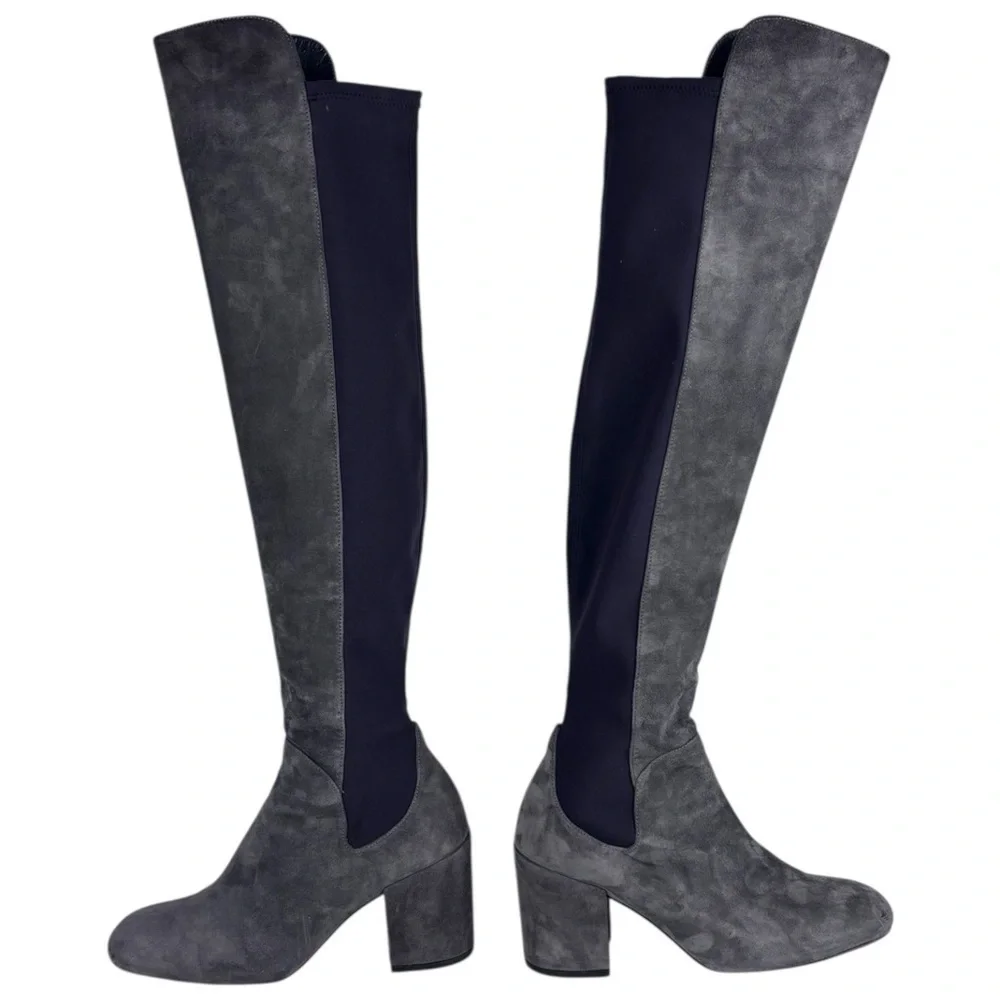 STUART WEITZMAN UW45943 GRAY SUEDE LEATHER OVER THE KNEE HEELED BOOTS
